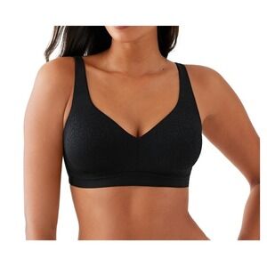 Wacoal Inside Job Wire Free Bra 852345 Black Floral Jacquard Womens Size 40G